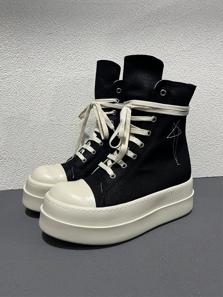 2025 new increased height high top thick bottom canvas men casual students big yards street dance tide shoes men and women boots couple shoes