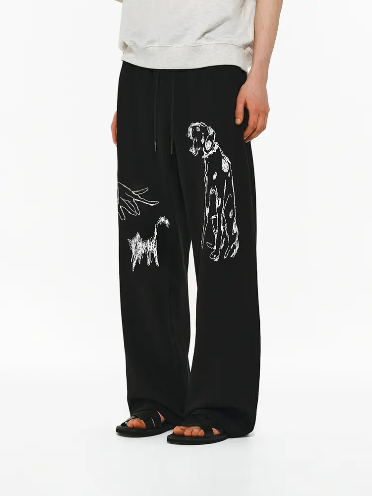 Atry Casual Pants Baby Boy and Girl Summer New Arrival Fun Lazy Straight-leg Loose Wide Leg Cat Printing Sports Pants
