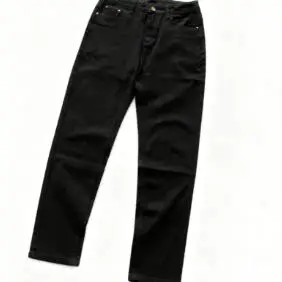 Black Waistband with White Stripes, White Side Stripes, Two-Tone Jeans 11110218