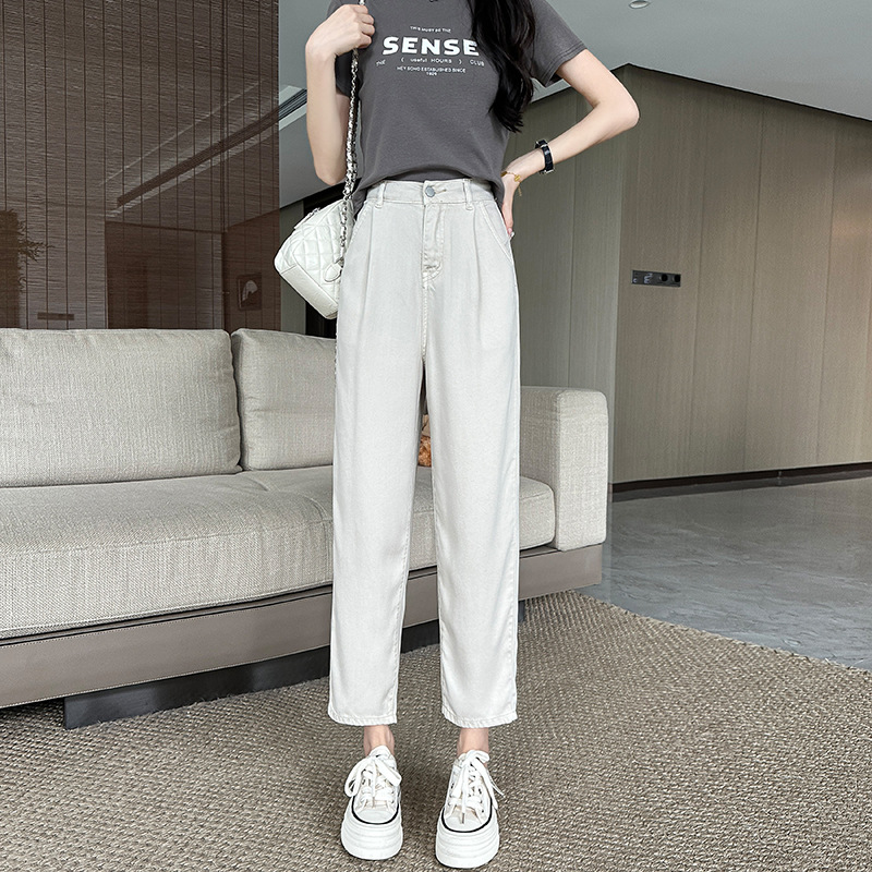 Small Tencel Jeans Women's Summer Thin High Waist Harem Pants Women's Summer Slim-fit Dad Pants
