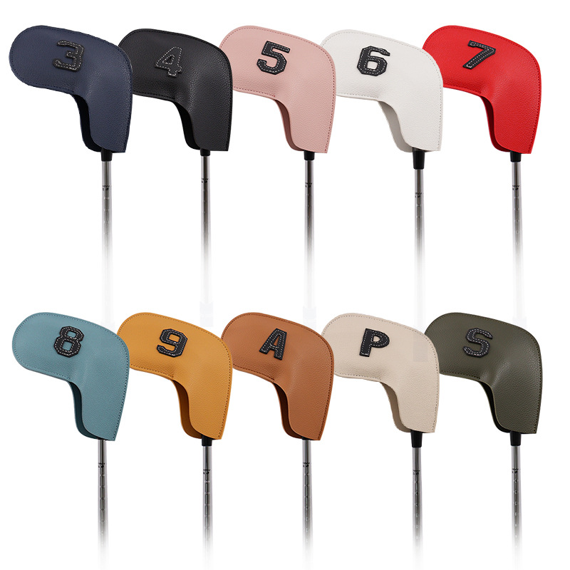 Spot Golf Iron Protective Leather Cover Waterproof PU Rod Cover 10 pcs3-9psa Set Golf Accessories