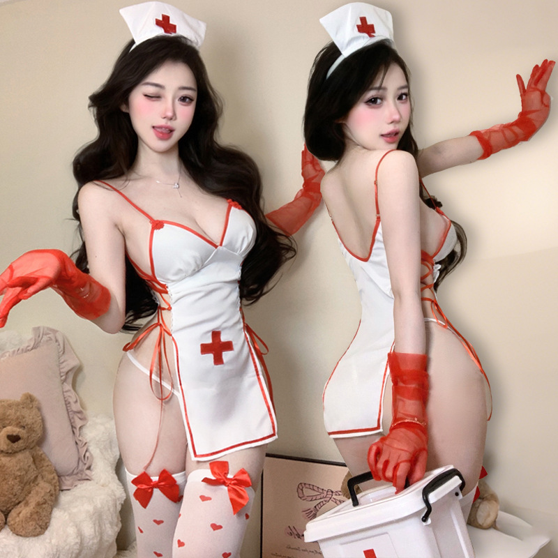 New Female Sexy Lingerie See-Through Nurse Suit Uniform Sweetheart Fun Couple Role Play 2884