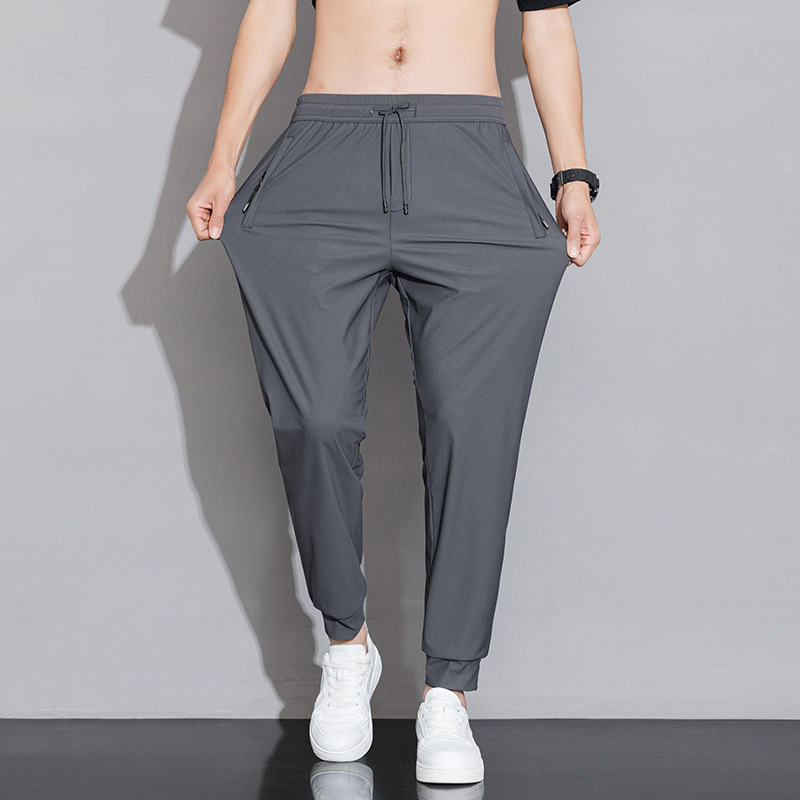 Ice Silk Pants Men's Summer Thin Sports Pants Plus-sized Air-conditioned Pants Outdoor Casual Pants