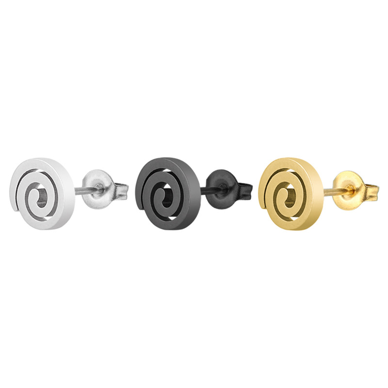 2023 hot sale simple personality fashion European and American trend stainless steel fine needle mosquito repellent spiral corrugated ear studs ear bone nails