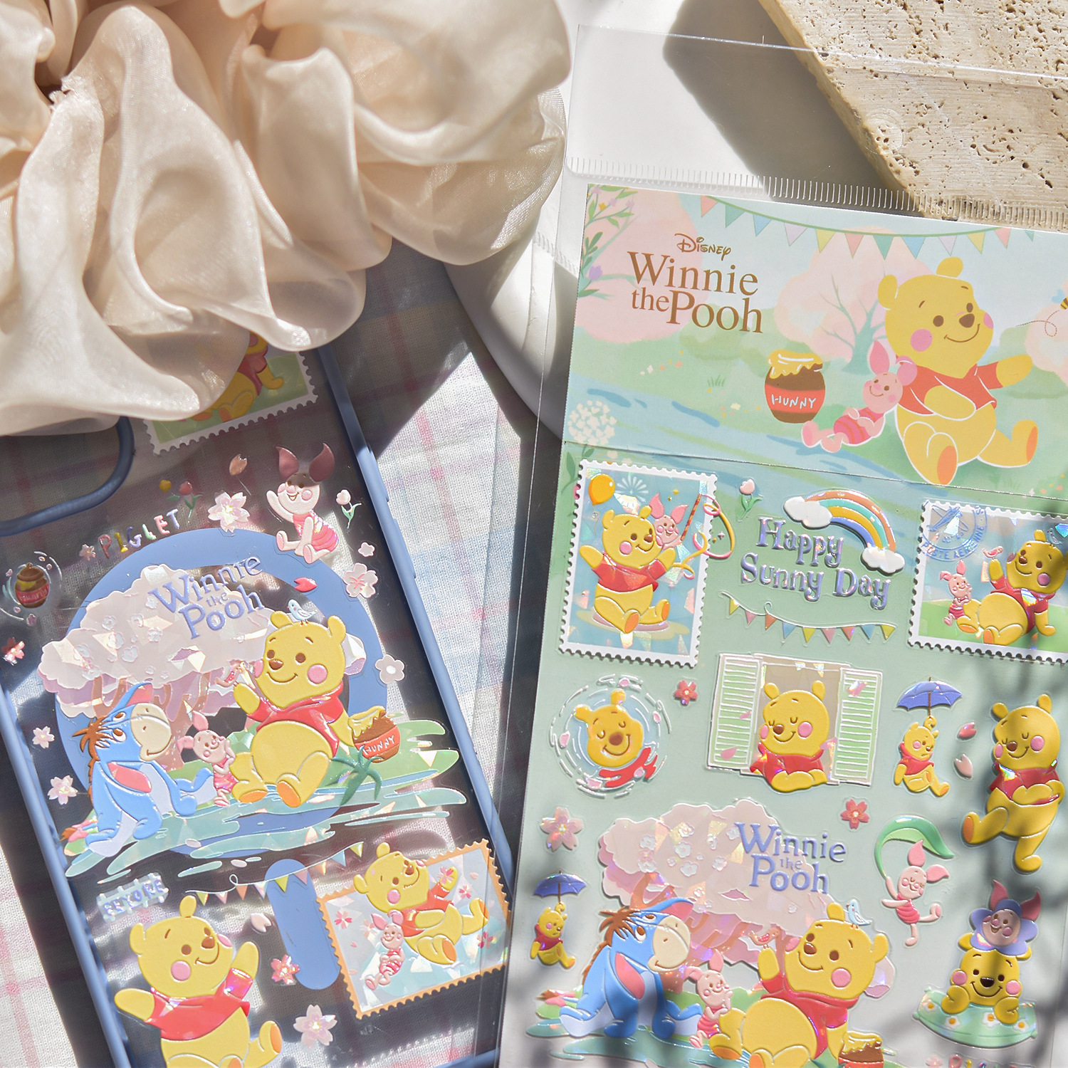 Disney & Tomoni Phone Case Stickers Stationery Cute Guka Notebook Stitch Hundred-Acre Forest Large Size