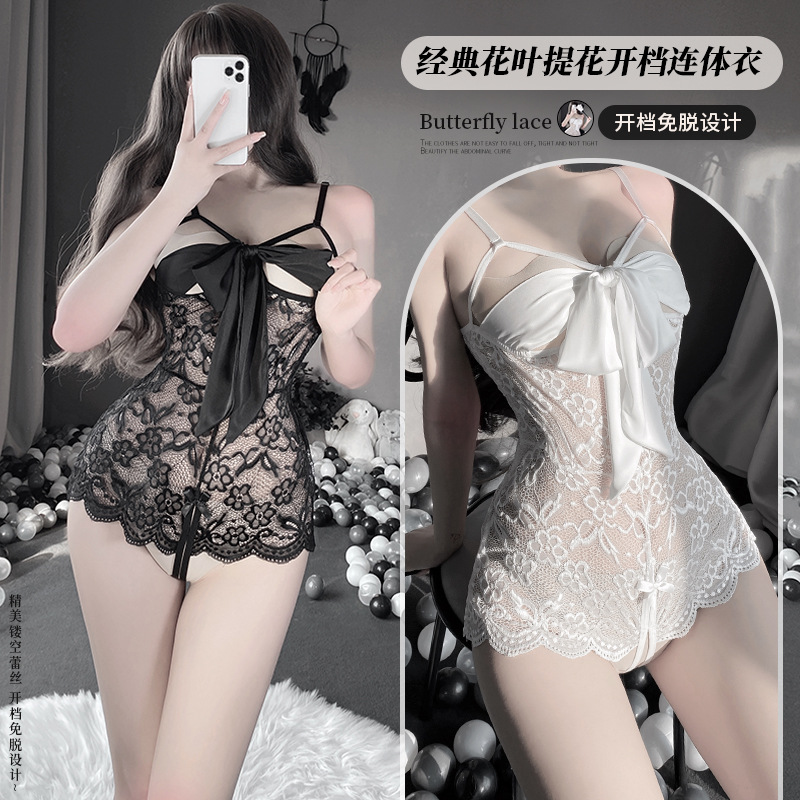 Sexy Lace Transparent Inner Clothes Sexy Pure Desire to Open File Passion one-piece Women's Suit Bed Pajamas Temptation 9038