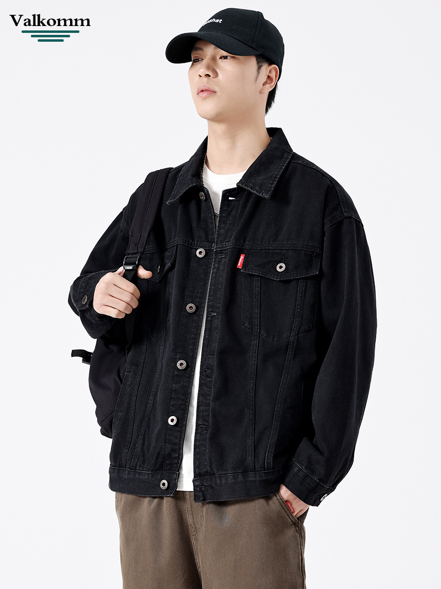 Laikemian Men's Spring and Autumn New Black Denim Jacket American Retro Men's High-End Casual Denim Jacket