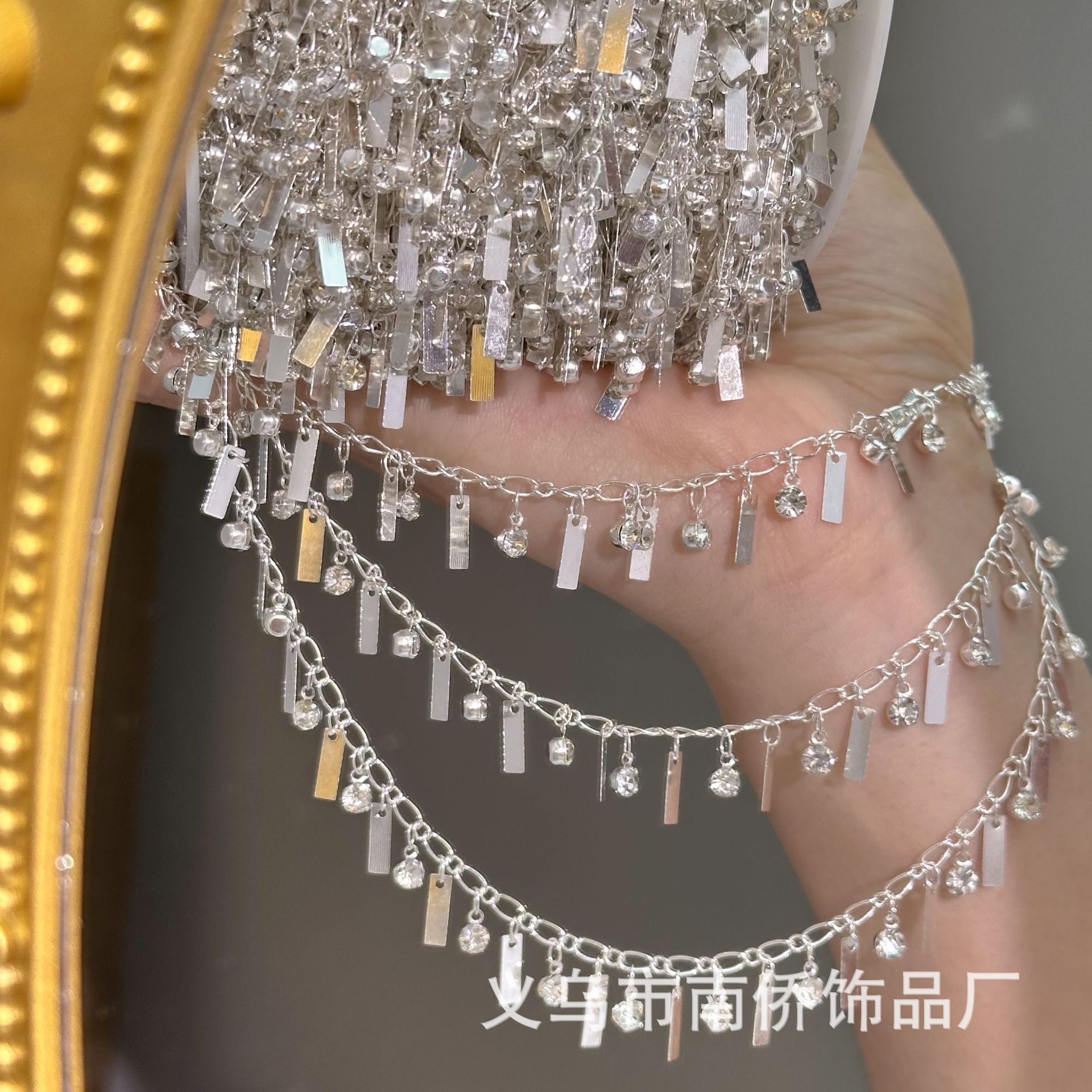 DIY Chain Rectangular Pendant Tassel Chain Ethnic Headscarf Gauze Scarf Ancient Style Clothing Accessories Loose Chain Accessories