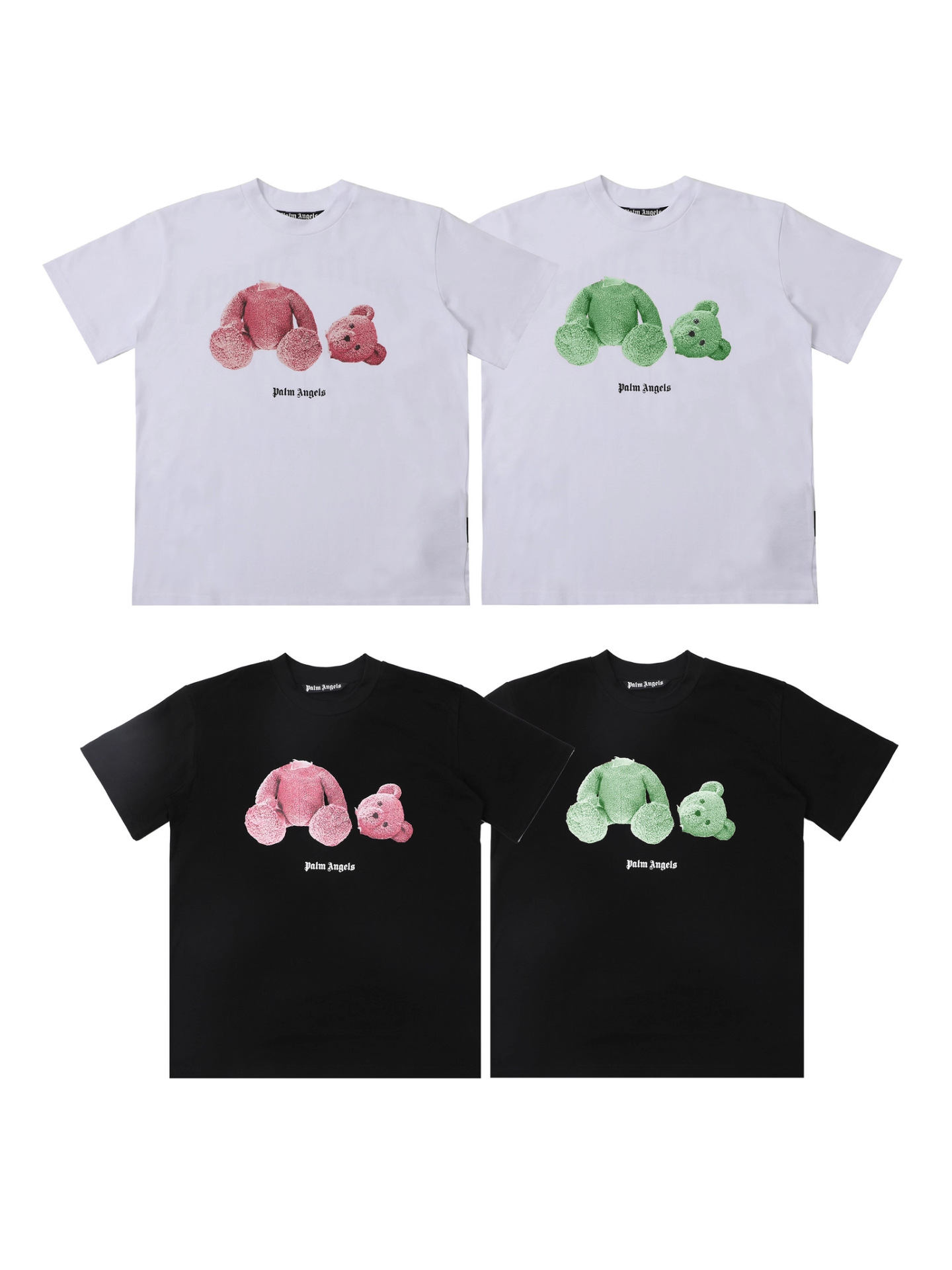 Three Complete Standards Palm Angels Spot Real Shot Pure Cotton Letter Short-Sleeved T-Shirts and Casual Shorts for Men and Women