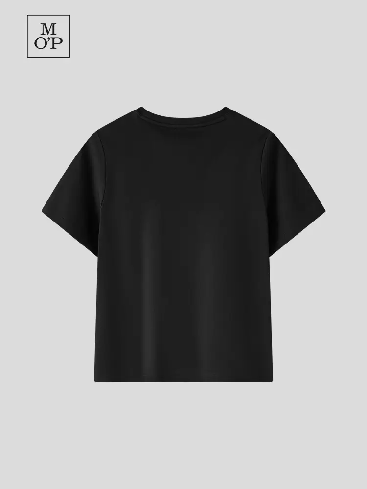 Marc O'Polo/Mop2025 Summer New Arrival Elegant Letters Print Short Black Loose Short Sleeve T-shirt for Women