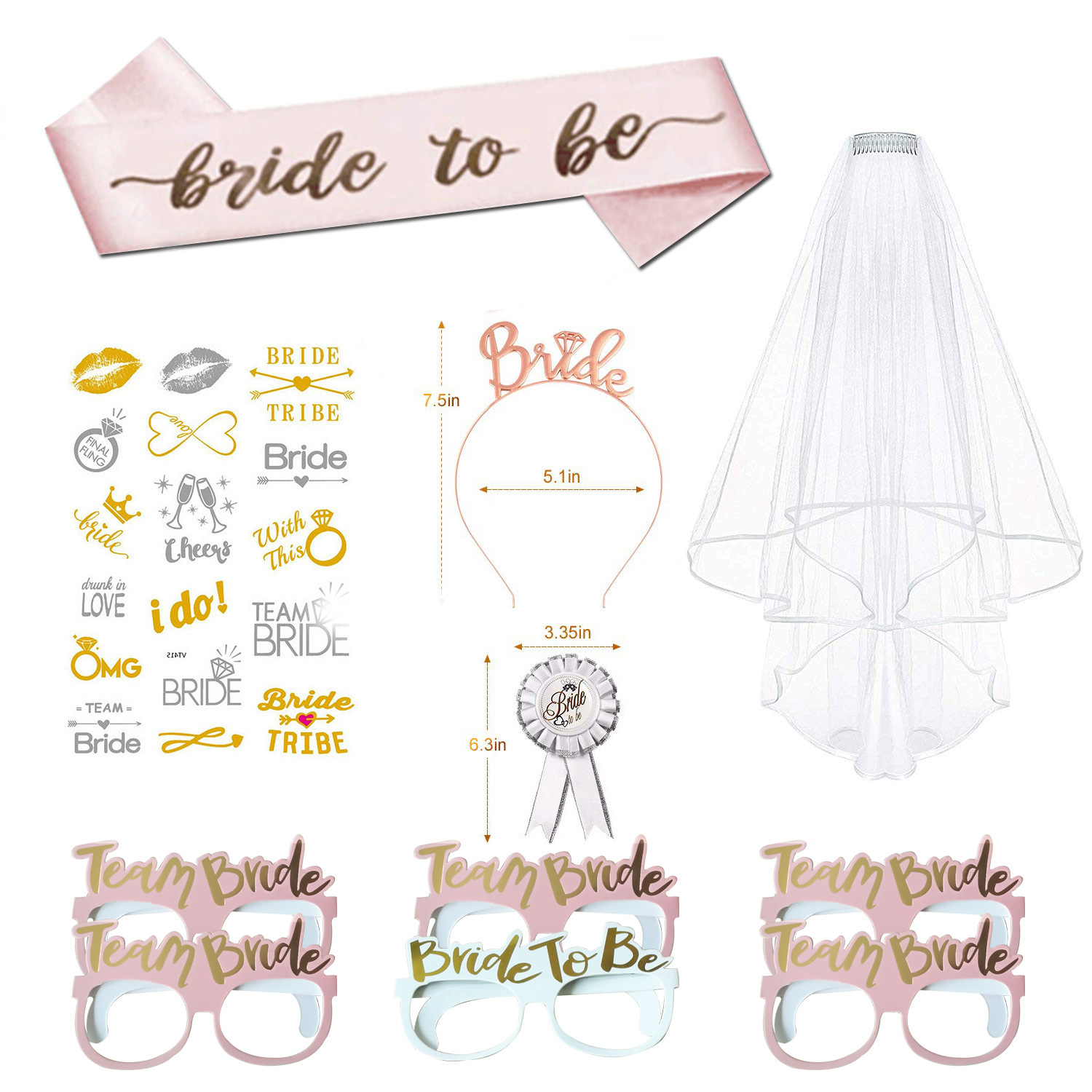 European and American Bachelor Party Supplies Bridal Veil Set Decoration Party Set