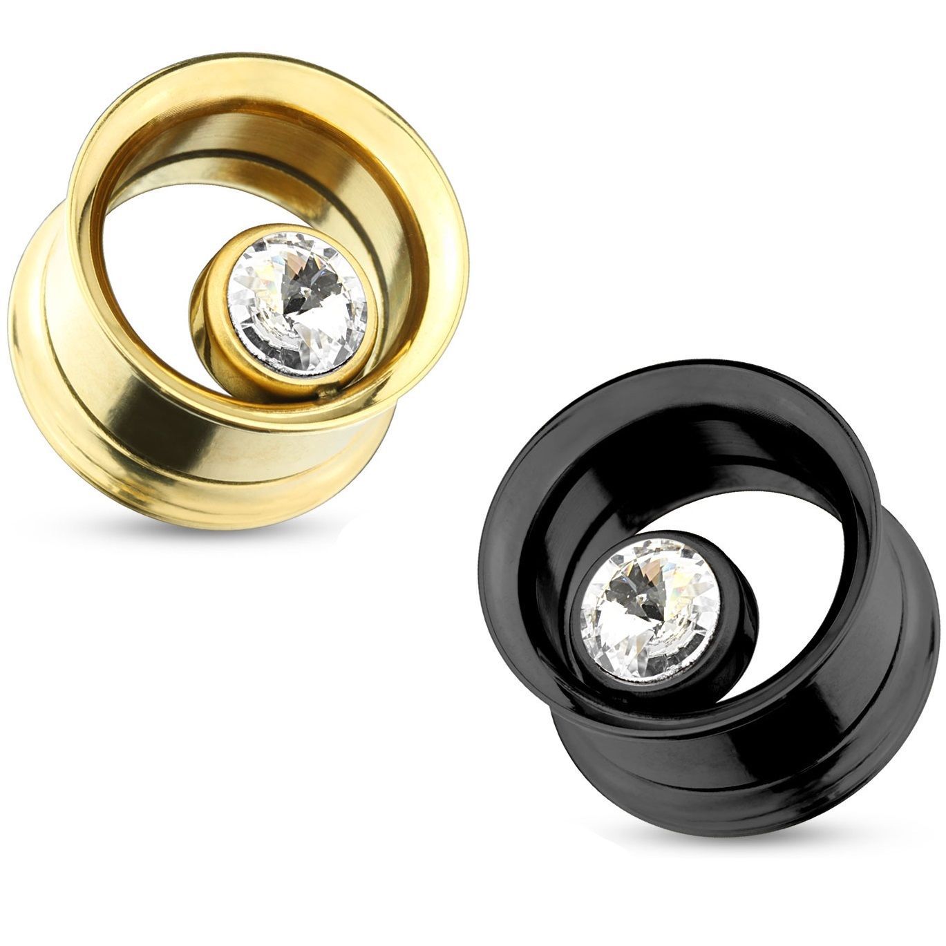 Cross-border e-commerce new product auricle stainless steel vacuum plating diamond ear expansion body puncture jewelry