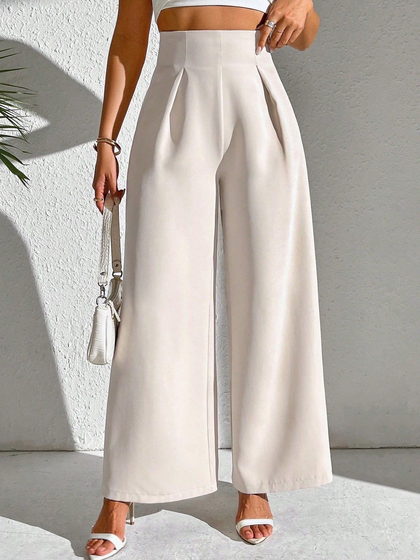 2025 European and American Clothing Cross-Border Export New Elegant Pure Color High Waist Draped Wide Leg Formal Pants Pants Suit Pants