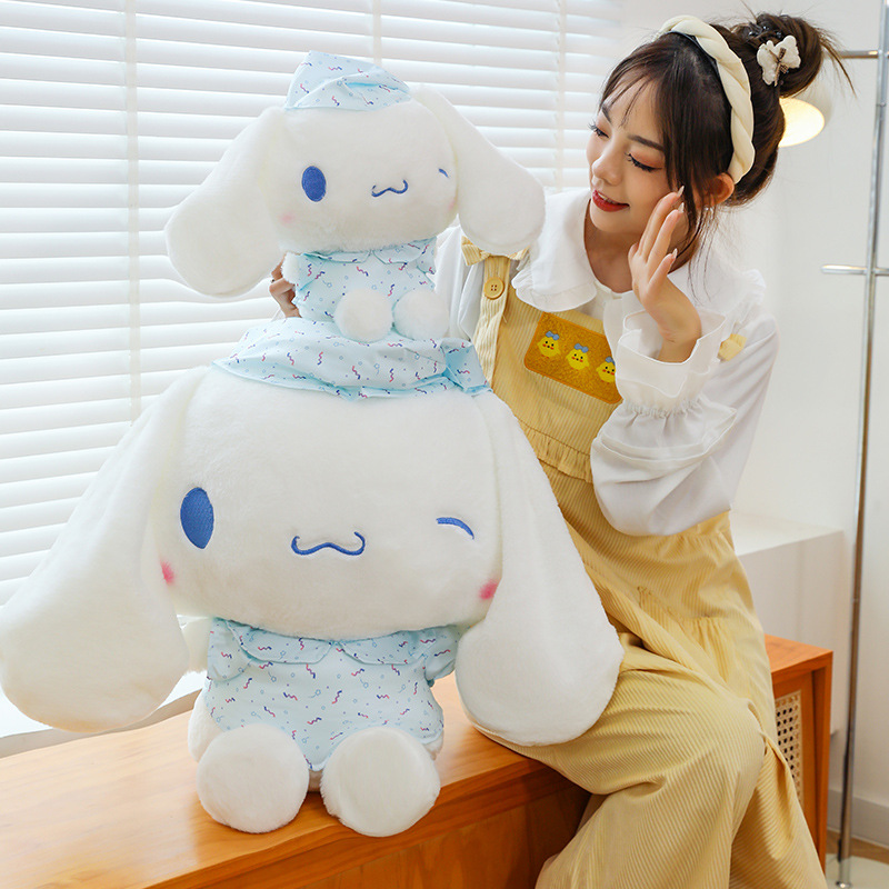 Trendy Popular Cartoon Cute Pajamas with Hood Cinnamoroll Plush Toy Doll for Girls Birthday Gift Wholesale