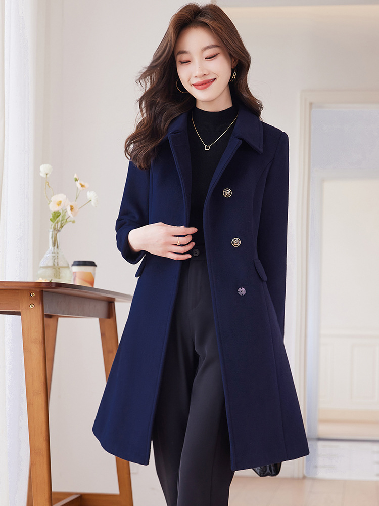 2025 Autumn/Winter New High-End Double-Sided Faux Wool Coat Women's Hepburn Style Professional Woolen Blazer