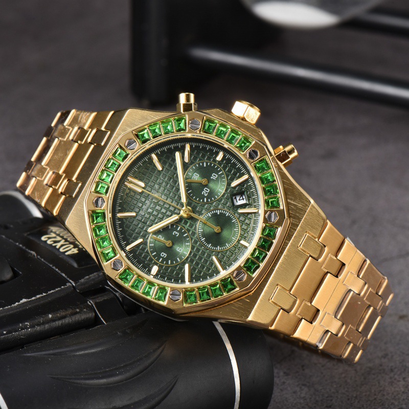 Foreign trade explosions A Swiss high-grade six-pin men's quartz watch men's silicone tape sports watch drill ring watch