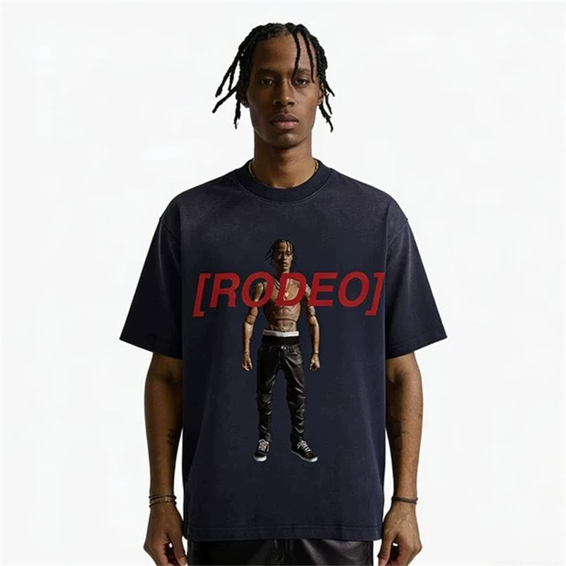 Travis Scott American street hip-hop retro vintage vintage short sleeved T-shirt men's and women's top trendy tee