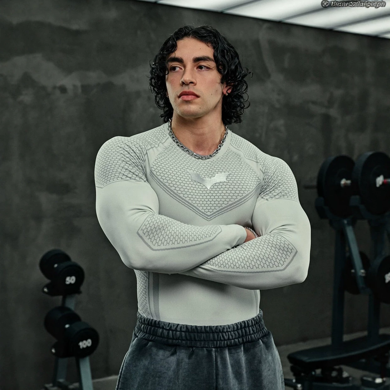 YONGLA American men's tight fitting long sleeved T-shirt for sports, fitness, running, fitness, training, base, quick drying clothes
