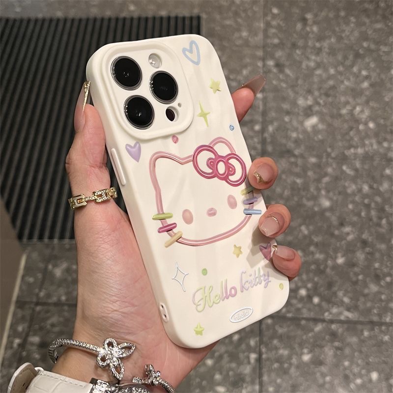 Color KT Cat Phone Case for Apple 15/14 iPhone13/12/11 Soft Case XS/XR Cartoon 15Pro