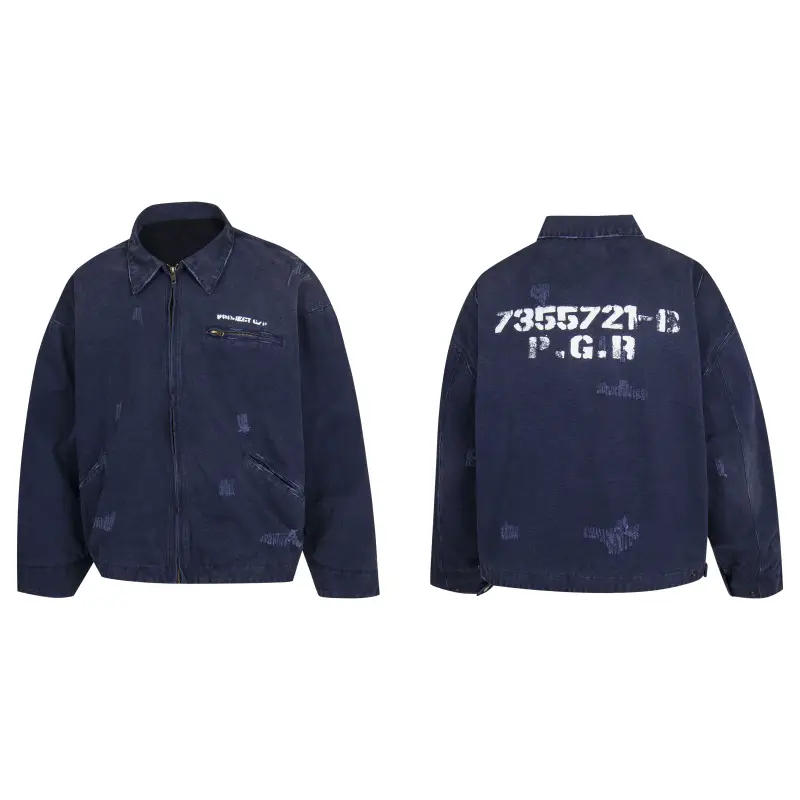 Grailz Project G/R Special Law Work Jacket Retro Ripped Zipper Cardigan Top Men's Jacket Trendy