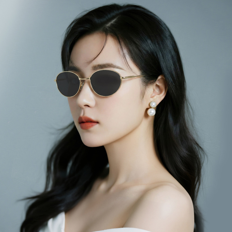 2026 New Style Cat-Eye Sunglasses for Women, High-End European and American Fashion Trend, Versatile Cross-Border Simple Metal Sunglasses