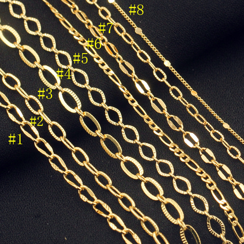 Copper Plated Real Gold O-chain Batch Flower Oval Chain Lip Chain Verbal Chain DIY Clavicle Chain Necklace Accessories