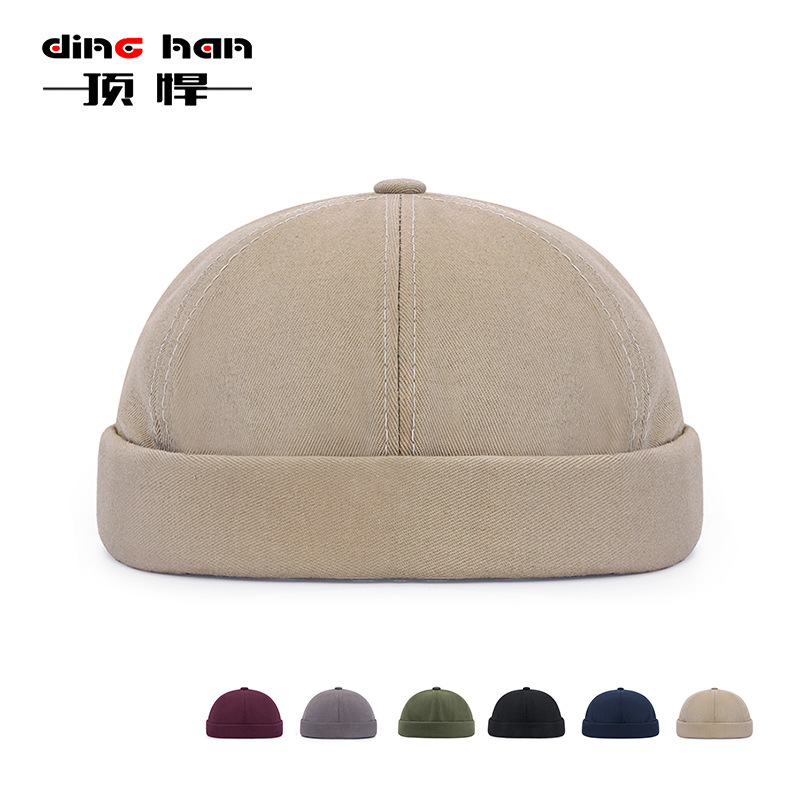 Spring New Fashion Retro Hip-Hop landlord Hat Solid Color Street Dance Japanese Melon Hat Light Board Beanless Tang Hat
