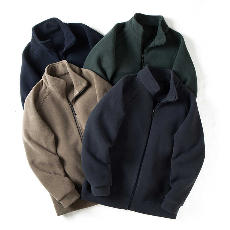 Fleece Jacket Men's Polar Fleece Jacket Top Outdoor Rushing Jacket Inner Blanket Autumn and Winter Thickened Warm Sweater Cardigan