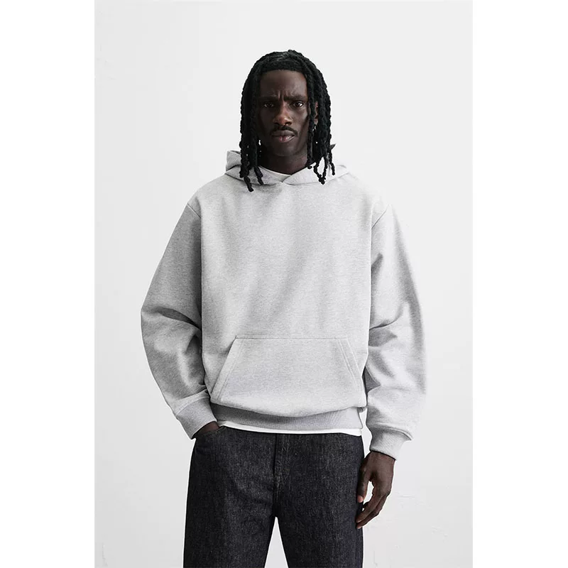 2025 summer new men's cotton basic loose and versatile hooded long sleeved sweatshirt 0761370 804