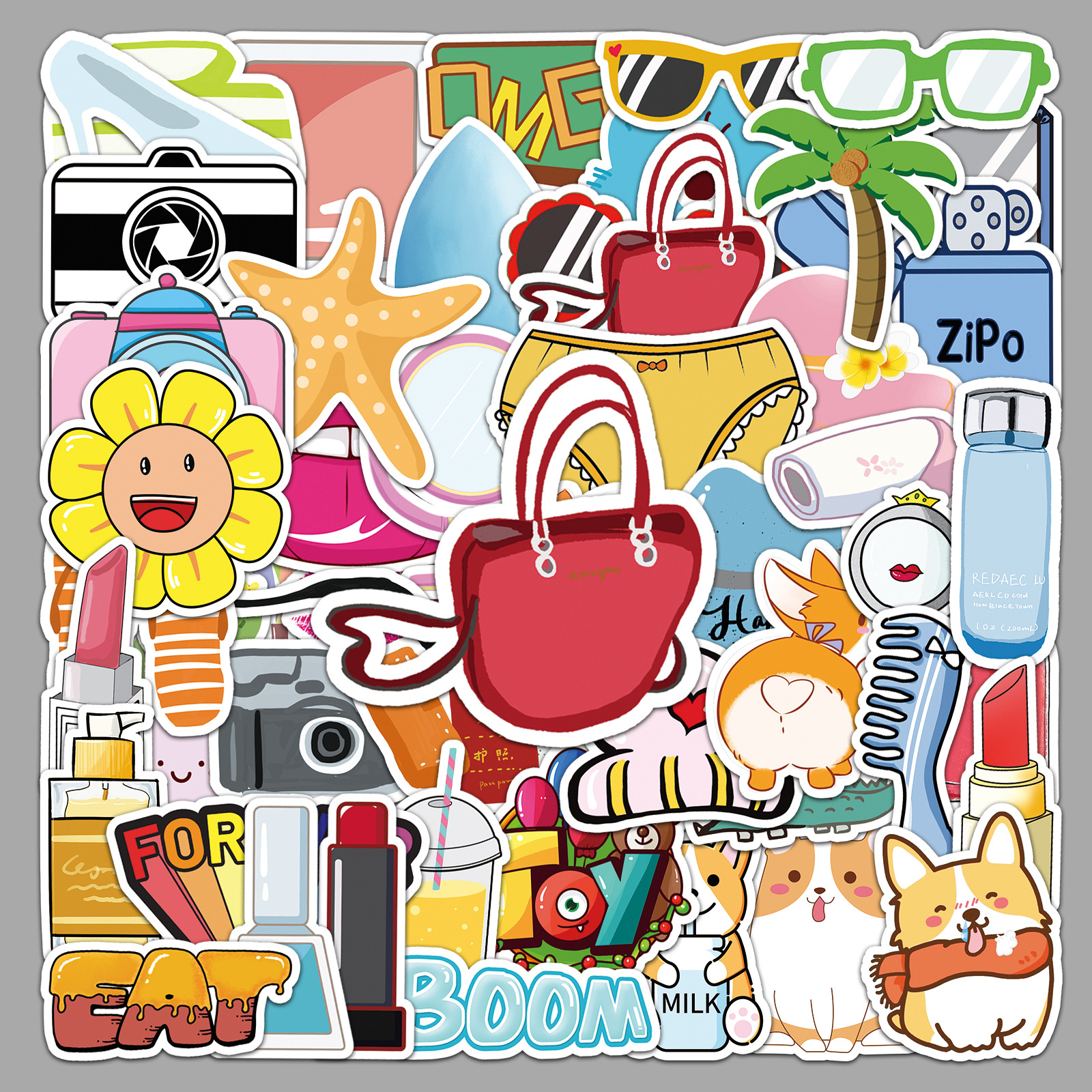 50 pieces of VSCO series car small fresh luggage travel motorcycle car waterproof cartoon decorative stickers