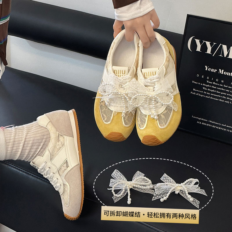 Lace Desun Shoes Women's Dress Mesh Casual Shoes 2025 Summer New All-match Breathable Thin Forrest Gump Shoes Trendy