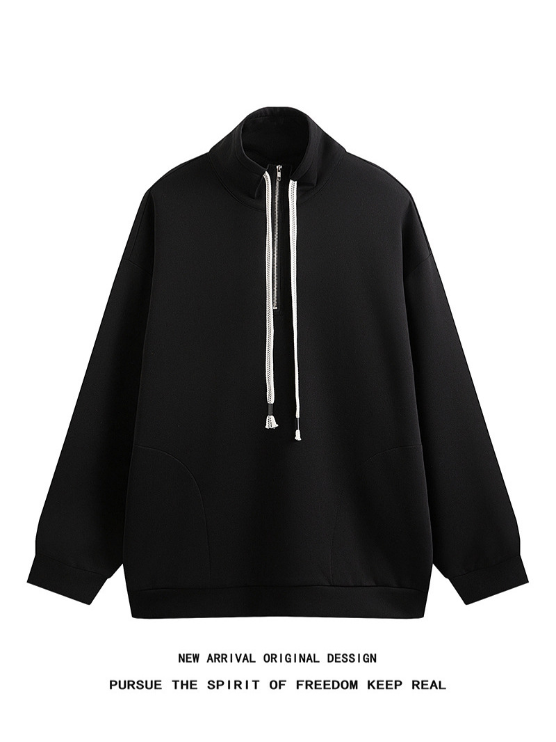 Jianheng New Style Personalized Pullover Cross-Border Trendy Loose Stand-Collar Sweatshirt Men's Half-Zip Cool High-Quality Top