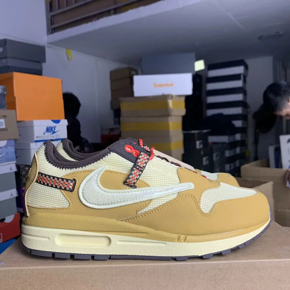 Air Max 1 TS联名卡其棕倒钩 max1倒钩 巴洛克棕小麦色土星金色 气垫跑步鞋 DO9392-200