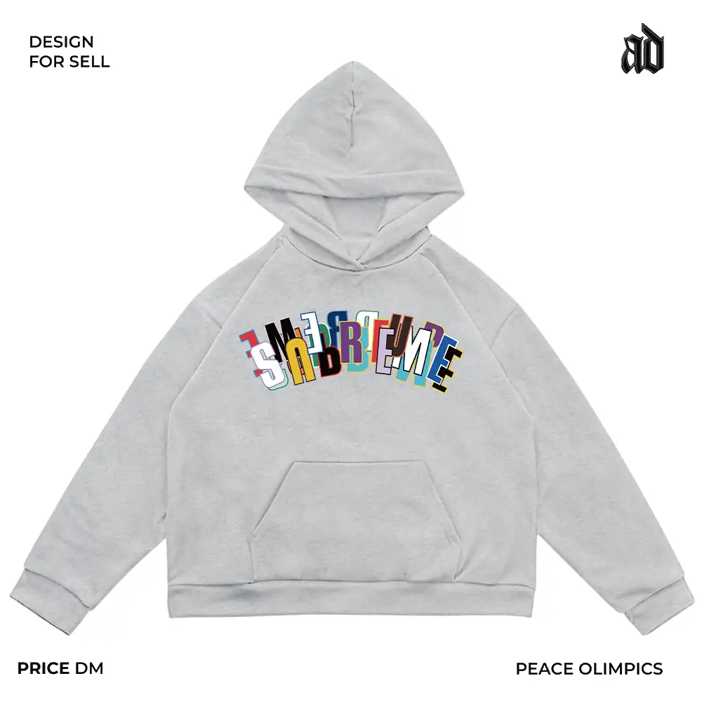 Artist Series! American Heavyweight! Casual Design with Asymmetrical Letters Street Loose Hooded Sweatshirt