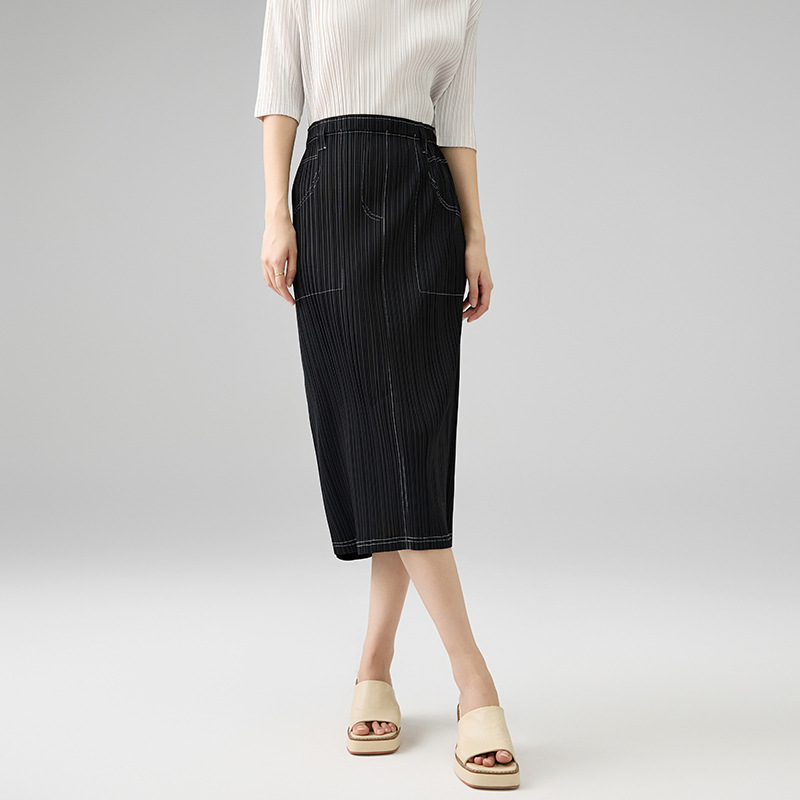 Counter Quality 2025 Spring and Summer New High-end Pleated Skirt Korean Fashion Casual High Waist Comfortable Long Skirt