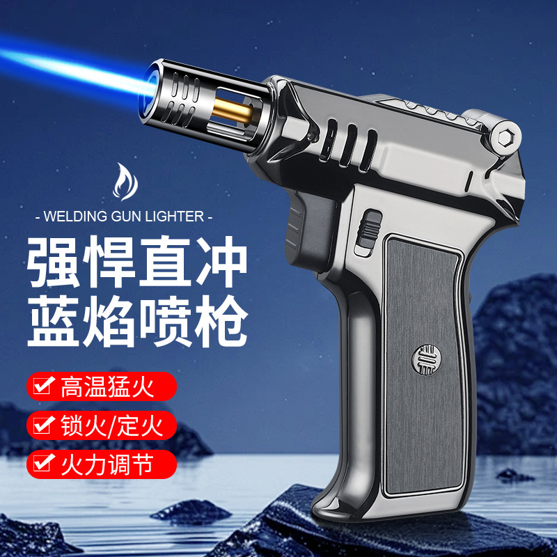FQ903 Skin Blue Flame Straight Lighter BBQ Moxibustion Cigar Point Carbon Hardware Welding Spray Gun Igniter
