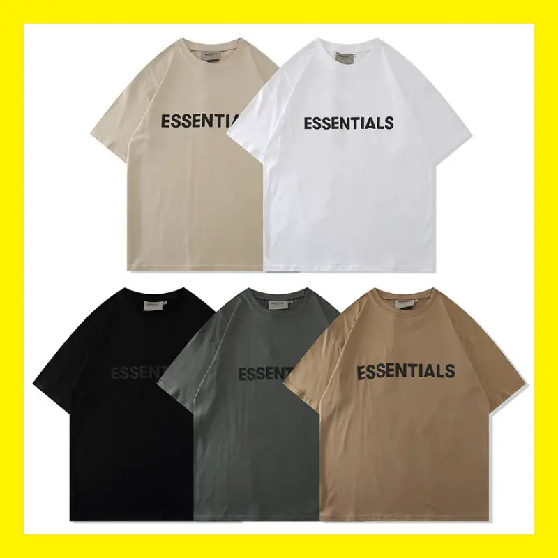 2021FEAR OF GOD double line ESSENTIALS new chest letters pressure glue short sleeve