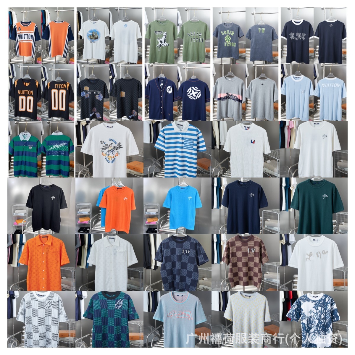 Cross-Border High-End Version of Lv T-Shirts for Export. 2026 New Classic Trendy Brand Intarsia Jacquard Cotton Knit Short-Sleeve Foto QC de 1688 na Qualit.ly