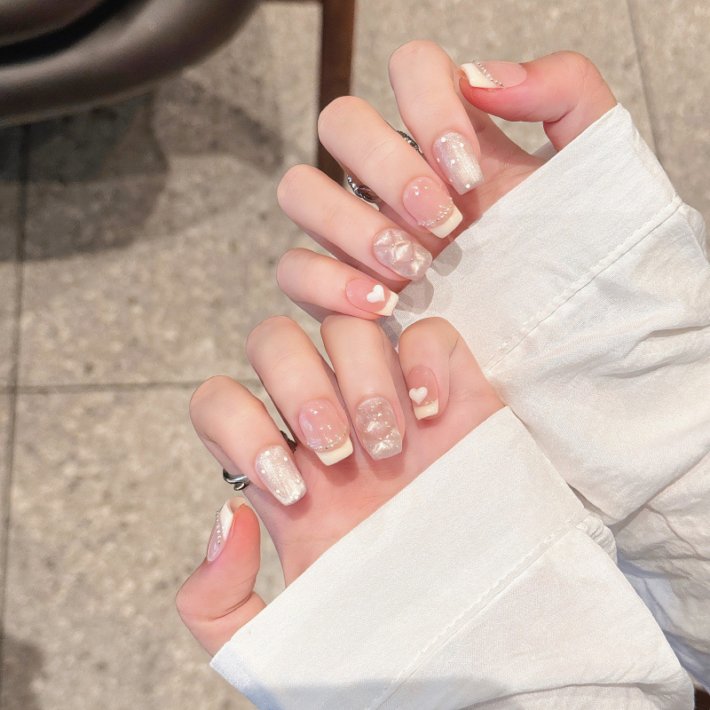 [Cream Fragrance] Hand-worn Armor High-end Phototherapy Nail Art Removable Fake Nail Paste for White Temperament