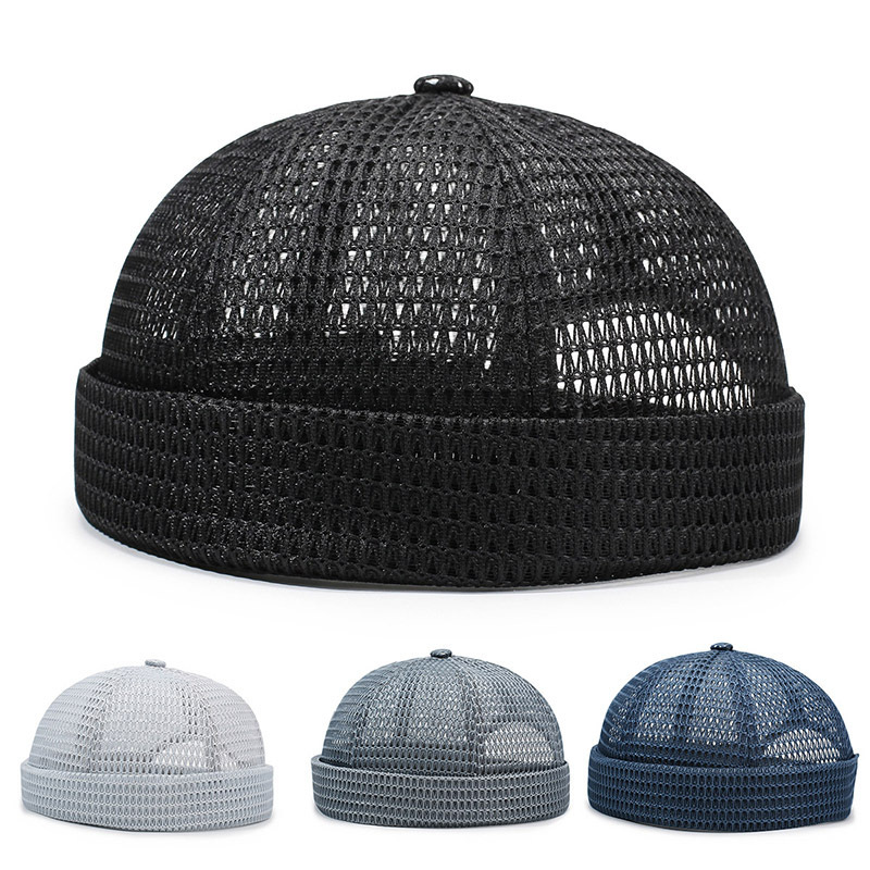 New Style Large Mesh Cap, Unisex Summer Breathable Hip-Hop Adjustable Brimless Hat