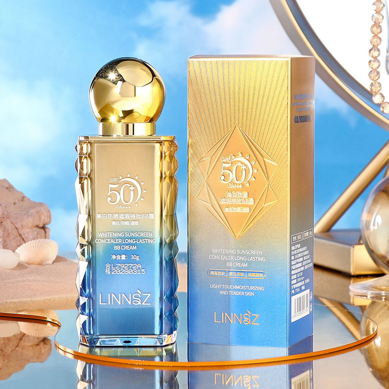 Lin Zang Whitening Sunscreen Concealer Long-Lasting Bb Cream Spf50+ Lightweight, Breathable, Delicate and Fit Concealer Sunscreen Bb Cream