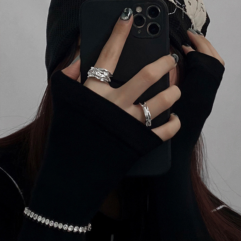 Irregular Geometric Opening Ring Korean Simple Personality Ring Food Finger Ring Fashionable ins Cold Style Bracelet for Women