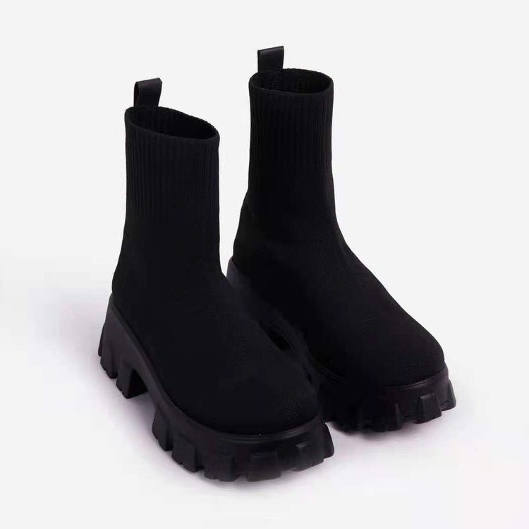 Cross-border Foreign Trade Women's Flying Weaving Sports Boots Women's Autumn and Winter New Independent Station Women's Boots plus size One-pedal Socks Boots