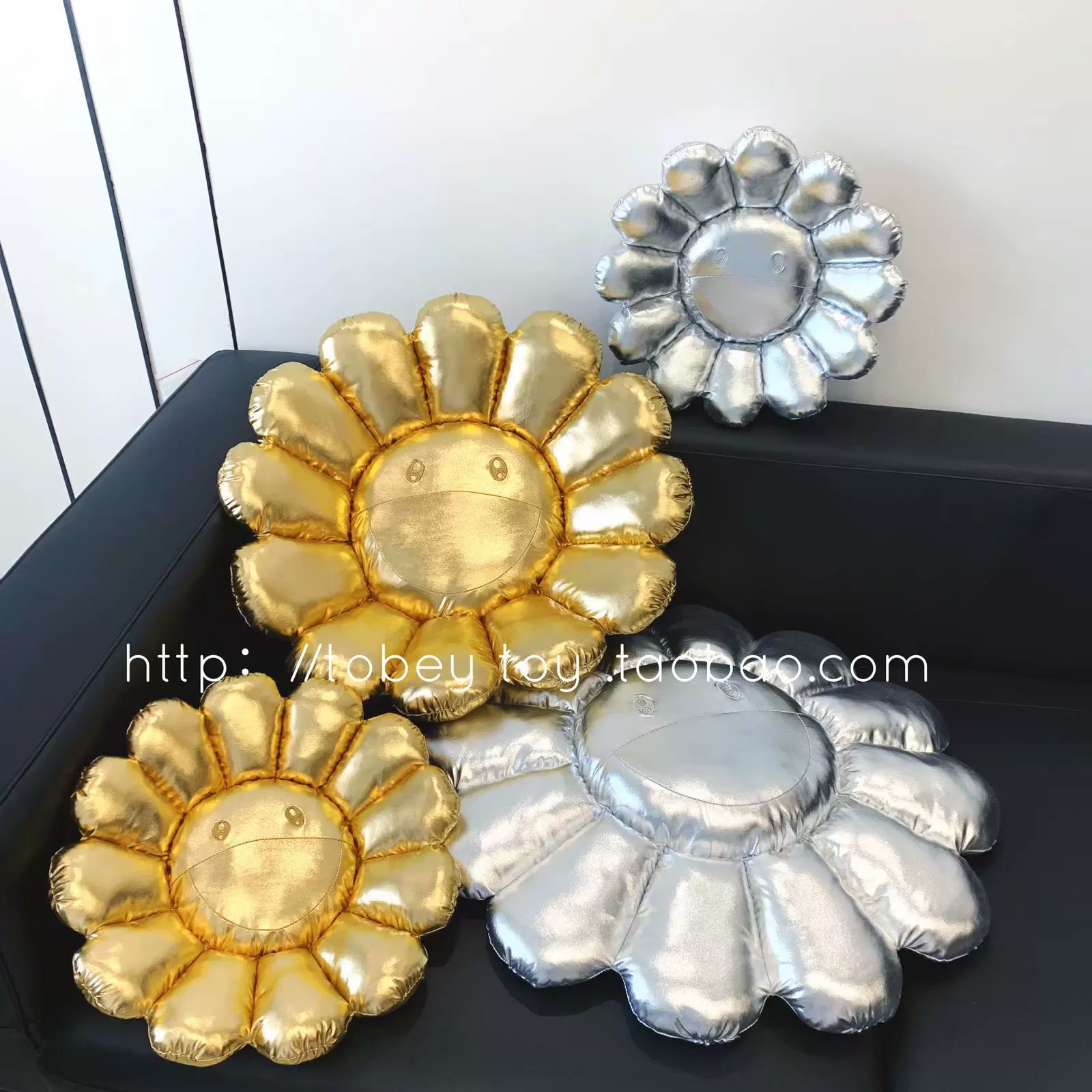 ins Gold Silver Black Gold Shiny Sunflower Pillow Cushion Floor Mat Backrest Pillow Plush Toy Home Decoration