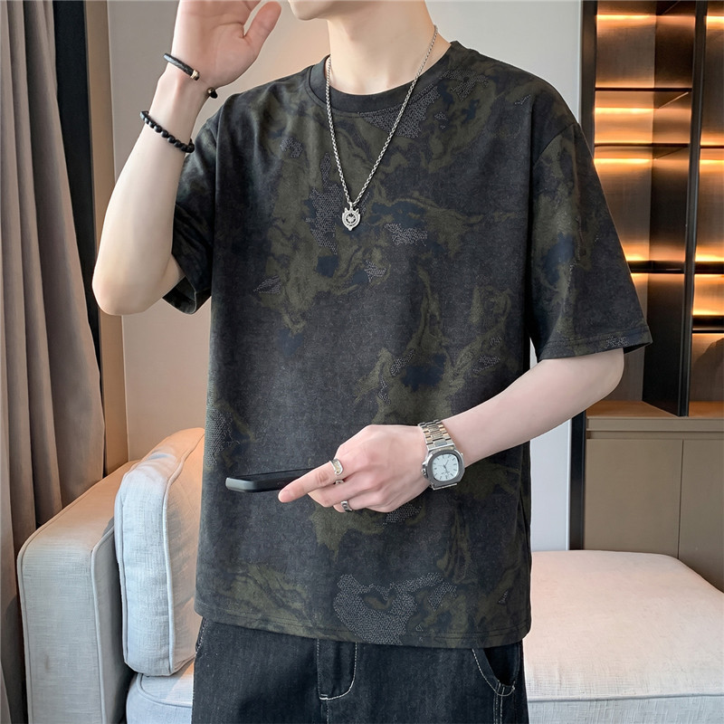 Fashion Jacquard Trendy Brand Short-Sleeve T-Shirt for Men, Summer 2026 New Style, Plus-Size Oversized Top, Men's Clothing