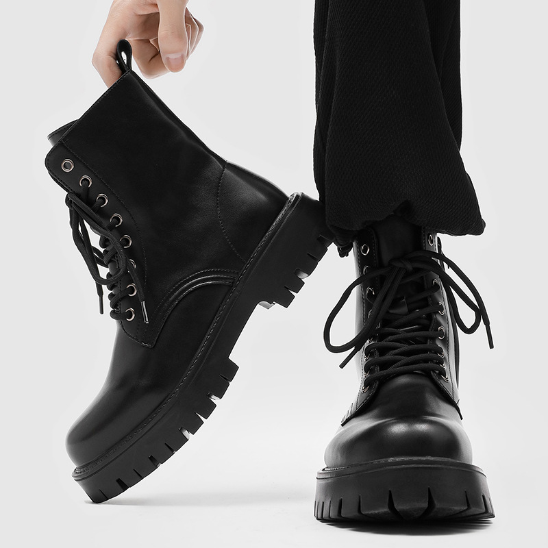 2026 Autumn and Winter New Style Side Zipper Short Boots British Style Retro Classic Martin Boots Fashionable Workwear Height-Increasing Motorcycle Boots