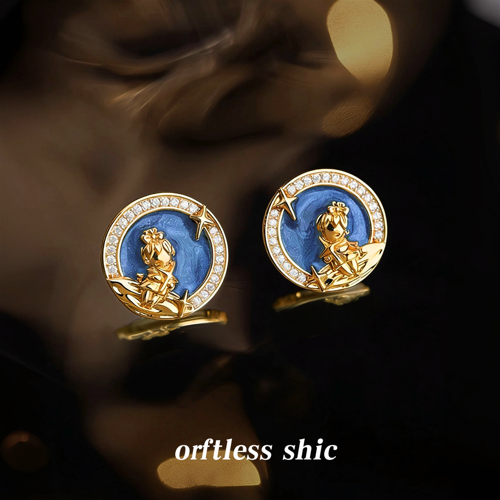 【Good Night and Sweet Dreams】~Original High-End Niche Design Art Student Micro-Inlaid Zircon Silver-Plated Needle Earrings