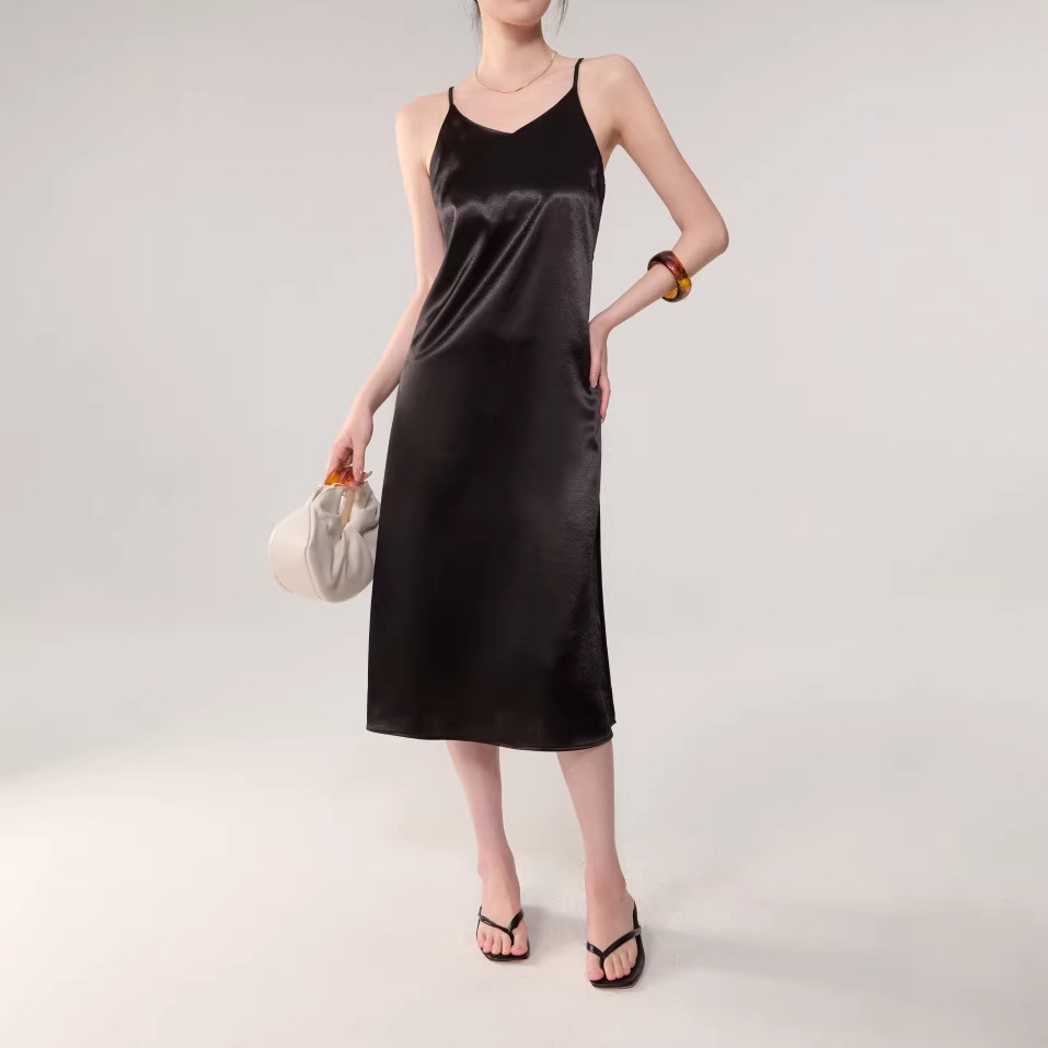 Factory Custom-Made Ladylike Style Round Neck Suspender Dress for Women, Waist-Cinching and Slimming Tea Break Long Dress, 2026 Spring New Style