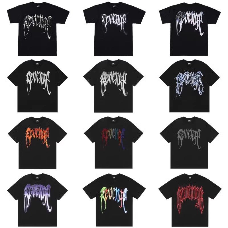 American Hip-Hop Revge Avengers Short-Sleeved T-Shirt for Men and Women, Loose High-Street Fashion Brand Casual Dark T-Shirt for Women