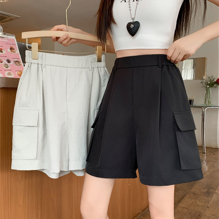 Summer American-Style Quick-Dry Work Shorts, Loose Casual A-Line Wide-Leg Ice Silk Sports Shorts for Women